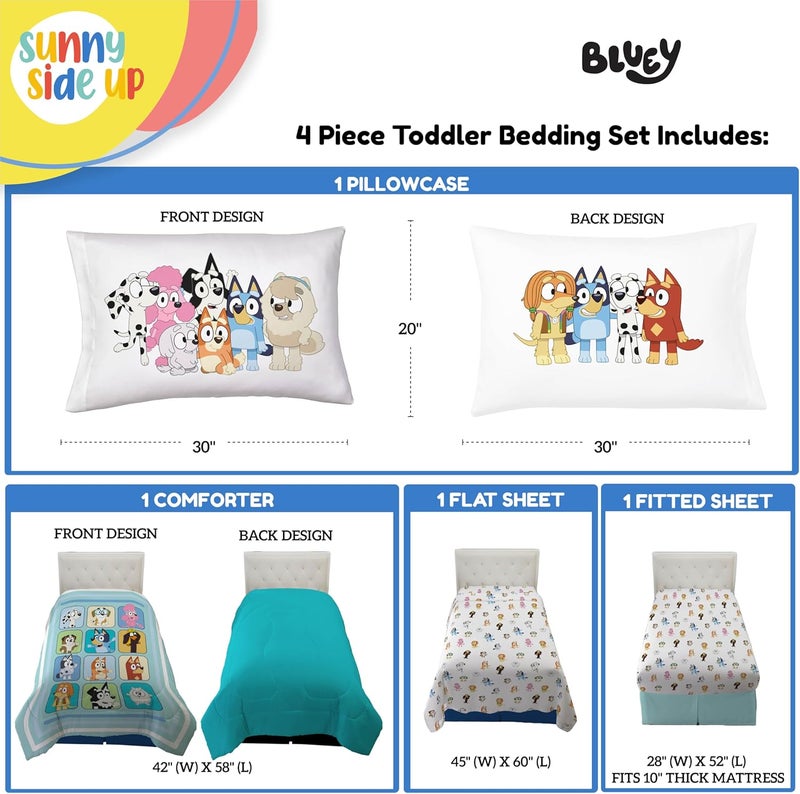 Sunny Side Up مجموعة لحاف بلوى وأصدقائه للأطفال - 4 قطع من أغطية السرير لرياض الأطفال تشمل لحاف، شراشف وغطاء وسادة - مجموعة سرير من الألياف الدقيقة فائقة النعومة - Image 3